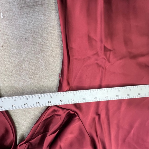 Soft Surroundings Solange Cabernet Satin Cowl Neck Long Sleeve Maxi Dress Sz 18 - Picture 5 of 7